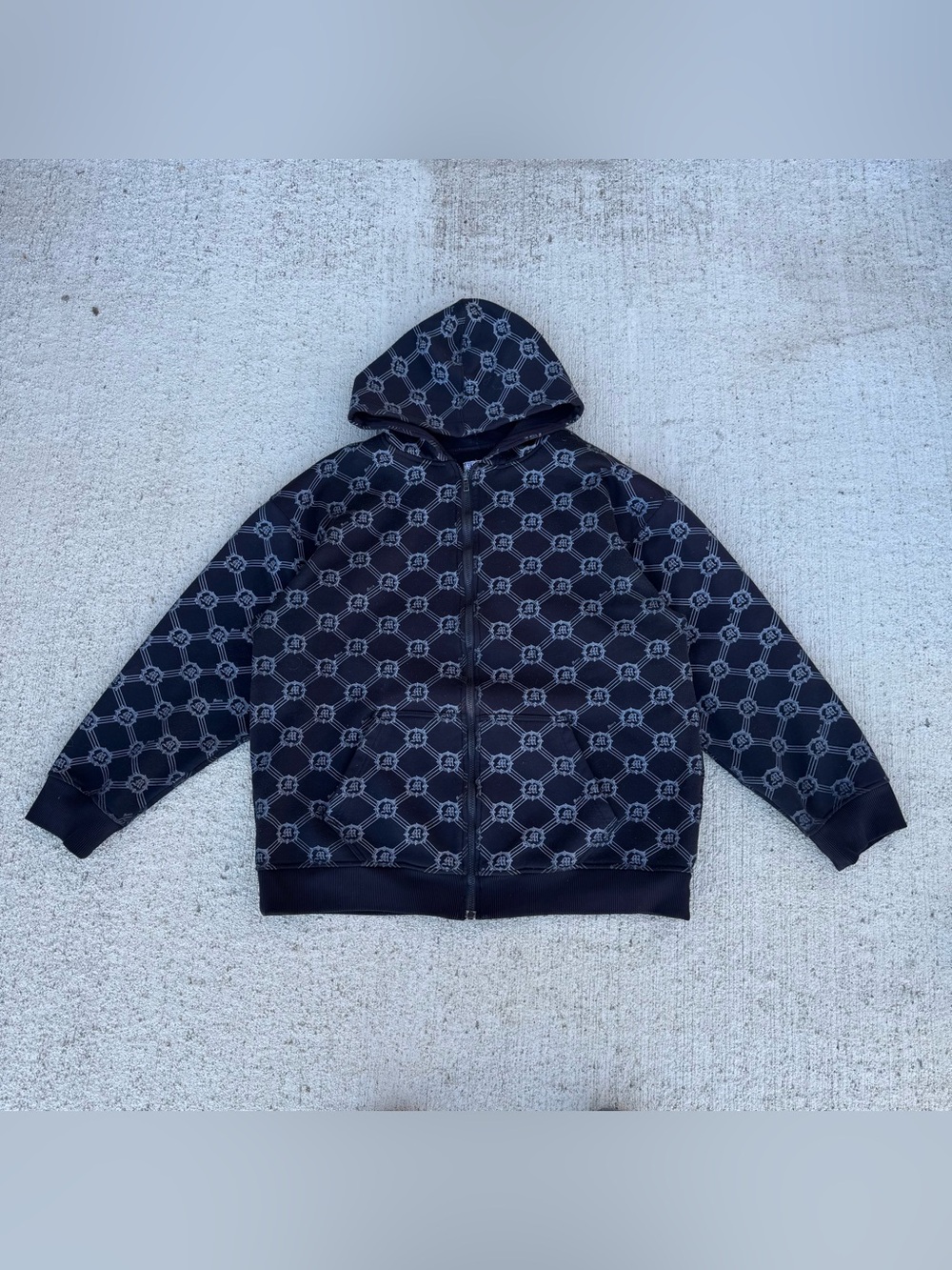 Mecca Hoodie Mens XL/TG Black Pinwheel Monogram Loose Fit Pullover Sweatshirt
